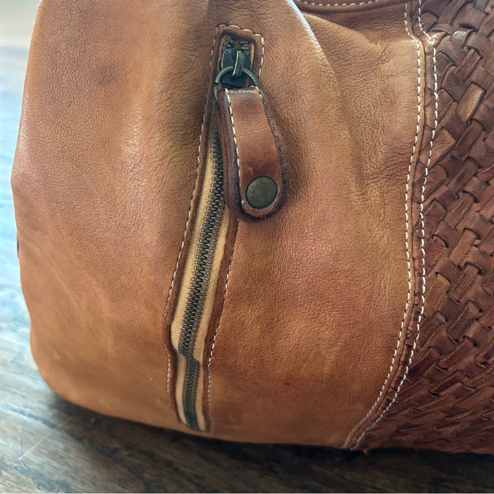 Sundance Hobo Shoulder Bag Brown Woven Leather Bohemian Boho Ital - Picture 5 of 16